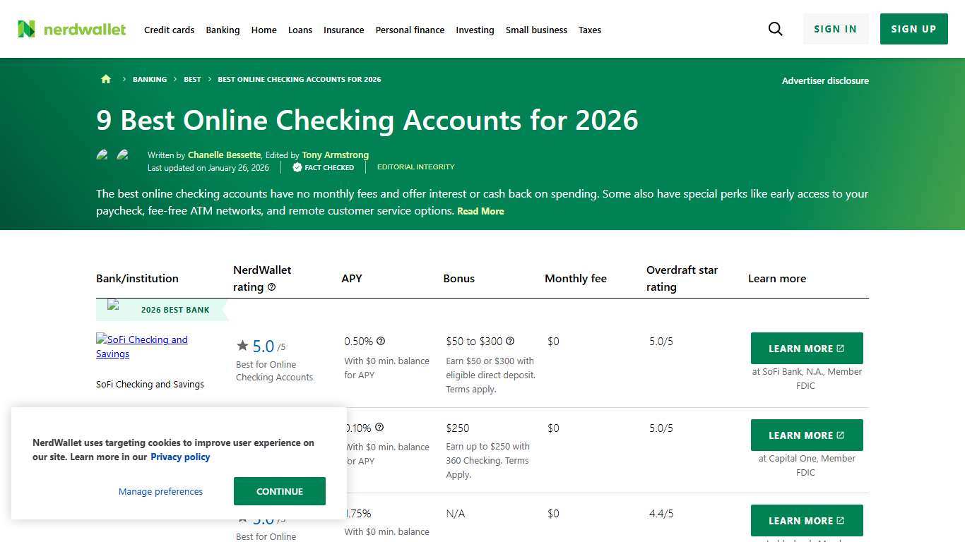 9 Best Online Checking Accounts for 2026 - NerdWallet